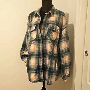 Women's Flannel Plaid jacket Long Sleeve Button Down Shirts Jacket Coats xxl